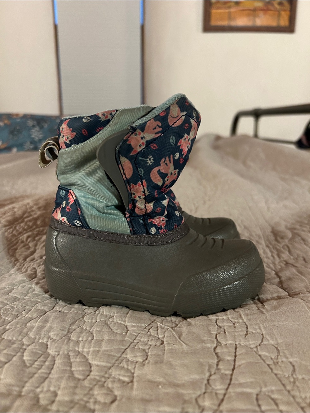 Toddler Northside Waterproof Winter Boots with Fox Print - Pink & Green